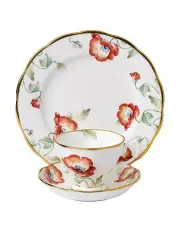 [Royal Albert] Poppy 1970 Teacup Saucer & Plate White
