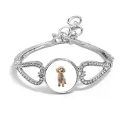 Miniature Poodle Dog Silver Colour Bracelet With Diamantes And Velvet Gift Bag