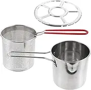 JECOMPRIS 1Set Deep Fryer Kit Stainless Steel Frying Pot with Fry Basket for Cooking Chips Fish Chicken and Vegetables High Temperature Resistant Easy to Use
