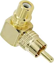 Right Angle RCA Adaptor Plug Male to Female 90 Degrees Gold Plated Home Theatre