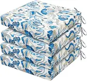 HARBOREST Outdoor Chair Cushions Set of 4 - Square Corner Water Resistant Outdoor Cushions for Patio Furniture - Patio Furniture Cushions with Ties, 18.5"x16"x3", Blue Butterfly