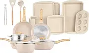 Bakken-Swiss 20-Piece Kitchen Cookware Set – Granite Non-Stick – Eco-Friendly – for All Stoves & Oven-Safe