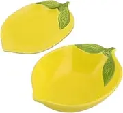 LALADEFIEE 2pcs Lemon Design Ceramic Bowl Salad Plate Fruit Serving Dish Easy Clean Soup Bowl for Kitchen
