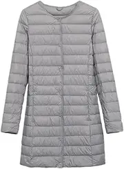 [Generic] Women Ultra Light Down Jacket Long Duck Down Jacket Lightweight Warm Slim Portable Coats