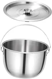 Perfk Stainless Steel Camping Pot Cooking Pot Stockpot Soup Multipurpose Cookware Oil Container for Commercial Home Camping Cooking, 4L