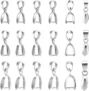 UNICRAFTALE 60pcs Pendant Clasp Pinch Bail 3 Styles Snap on Bails Pendant Bail Connector Metal Pinch Ice Pick Pinch Bails Dangle Charm Connectors for Jewelry Making Findings DIY Craft