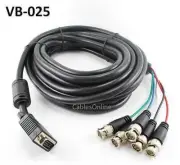 25ft SVGA HD15 to 5-BNC M/M Triple-Shielded Monitor Cable w/ Ferrite Core VB-025