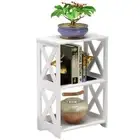 Small Bedside Table – 3-Tier Bookshelf Accent Table Shelf White Bookcase for ...