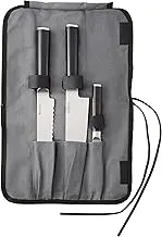 Babish German High-Carbon 1.4116 Steel Cutlery, 3-Piece (Chef Knife, Bread Knife, & Pairing Knife) w/Kitchen Knife Roll