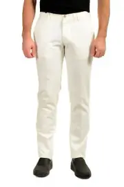 Scuderia Ferrari Men's Ivory Flat Front Casual Chino Pants US 34 IT 50