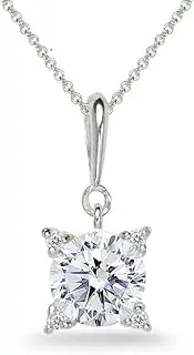 [GemStar USA] Sterling Silver Studded Solitaire Necklace Made with Swarovski Zirconia