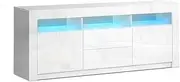 Artiss TV Unit Cabinet Entertainment Units, 160cm Length Stand Table Cabinets Storage Shelf Organiser Cupboard Home Living Room Bedroom Furniture, with 4 Drawer and 20 Colour Lights High Gloss White