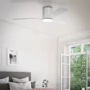 52" Iluka DC Ceiling Flush Fan with CCT LED Light in Matt White, Matt Black or Black/Wood