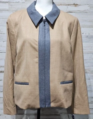 NEW PENDLETON Women's 16 Tan and Gray Lined 100% Virgin Wool Blazer NWT