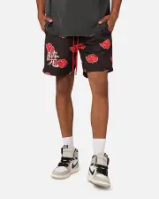 [GOAT CREW] Goat Crew X Naruto Akatsuki Shorts Black/red - Size S S Black/Red