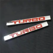 2x Red Silver Big Chrome TURBO Metal Decal Sticker Badge Emblem Car Power Engine (for: MG)