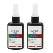 2X 50ml 3038 UV Curing Glue Transparent Crystal Glass Repair Adhesive W/UV Light