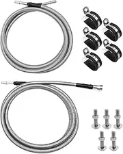 Stainless Steel Braided Fuel Line Kit Fit for Chevy Silverado GMC Sierra 1500 2500 3500 2004-2010 Replace 819-816 15946178, Flexible Fuel Line Assy with Screws and Buckles