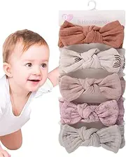 Baby Girl Bows and Headbands - Hairbows for Baby Girl - Elastic Head Wrap Hair Accessories, Stretchy Soft Knot Headbands for Photo Booth Props