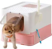 Hidden Cat Litter Box, Cat Litter Tray with Hood, Slide-Out Tray, Scoop, Brush,