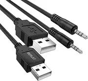 3.5mm Male AUX Audio Jack to USB 2.0 Male Charge Cable Adapter Cord, 2pack Audio Car Stereo Jack Cables to USB 2.0, USB Connection Kit, for Music Player- 3.3ft（Support Data Transmission）