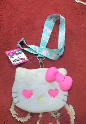Hello Kitty Silicone Coin Purse Crossbody Bag white Lanyard Sanrio