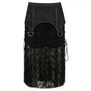 [Andersson Bell] Lace Combination Pleats Long Skirt