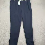 Adidas Men Fleece Sweatpants XL Dark Blue Drawstring Ankle Zip Tapered Pants NEW