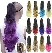 IMISSU Curly Ombre Color Claw Ponytail Hair Extensions Pony Tail Clip in Hairpiece (Ombre Purple)