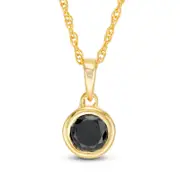 0.38 CT. Enhanced Black Natural Clarity Enhanced Bezel-Set Solitaire Pendant in 10K Yellow Gold