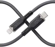360 Electrical Fluid USB-C to Lightning Charger Cable, Mfi Certified Charger for Apple iPhone 14 13 12 11 X, iPad, 5 Foot, Granite