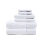 6pc Cloud Linen Retreat Cotton Tencel Antimicrobial Bath Towel Set White
