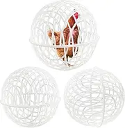 3 Pieces Chicken Ball Cage, Movable Ball Shape Chicken Coop, Portable Chicken Cage, P-lastic Outdoor Rollable Round Chicken Cage Bunny Hutch, Pet Safe Walking Net Chicken Orb Ball Cage