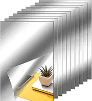 Zonon Flexible Mirror Sheets Self Adhesive Non Glass Mirror Tiles Stickers for Home Wall Decor(10 Pieces,6 x 9 Inches)