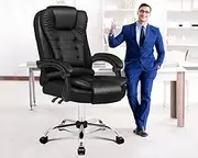 ALFORDSON Executive Office Chair High Back Ergonomic Computer Chair Home Desk Chair PU Leather Video Game Recline Gaming Chairs (Black)