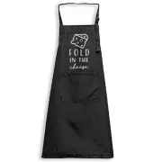 Funny Apron for Men Women - Black Adjustable Bib Apron with Pockets - Fold in...