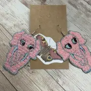 handmade earrings upcycled repurposed elephant patches Vtg Unique Quirky OOAK