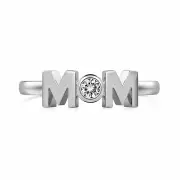 ANYCO Ring Silver Simple Letter Mom Ring 925 Silver Mother's Day Gift Rings For Women Size 8