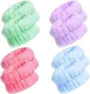 SUIOPPYUW Pack of 8 Wrist Washband Plush Spa Absorbent Washing Face Makeup Wristbands Home Sports Headband Wash Towel Hair Band