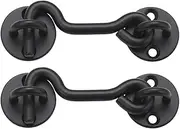4" Privacy Hook and Eye Latch Black-2 Pack