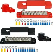 2Pcs 12 Way Bus Bar Terminal Block, Power Distribution Block Bus Bar, 48V DC 180A Professional Auto Marine Power Junction Block with 32 Wire Lugs for Car Boat Marine