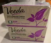 Veeda 100% Tampons Natural Cotton Compact Super BPA-Free Applicator 96 Total