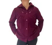 Ladies Givoni Burgandy Bed Jacket Button Front Lounge Wear (Plum GB26)