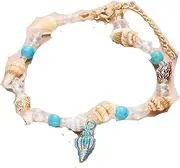 [Generic] Starfish anklet Vanthai Le - Conch Shell Beads Anklet For Women Rice Bead Bracelet On The Leg Female Beach Party Barefoot Jewelry Accessory