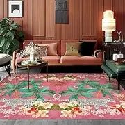 Traditional Area Rugs Large Washable Living Room Short Pile Rugs Bedroom Home Decor Office Carpet Modern Ethnic Style Floral Green Black Pink 200x300