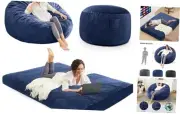 Bean Bag Chairs for Adults - Giant Bean Bag Chair Convertible Full Navy Blue