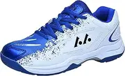 [SDEQA] Badminton Shoes for Men Indoor Lightweight Shock-Absorption Tennis Shoes Anti-Slip Squash Sport Shoes,Blue,4