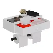 Toilet Paper Holder Shelf Double With Wall Mount/adhesive White Wipes Dispenser