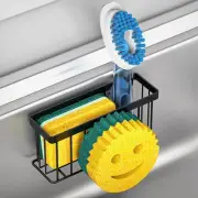 Sponge Holder Smiley Face, Sink Caddy for Kitchen Sink, Organizer Black