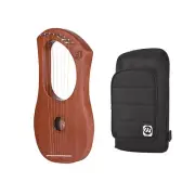 Walter.t 7-String Wooden Lyre Harp Mahogany Wood Metal Strings Instrument W/ Bag